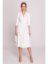 Stylove Sukienka w kolorze kremowym rozmiar: M. Brązowe sukienki Stylove, m, bez wzorów, bez kołnierzyka, bez ramiączek, midi. Za 328.45 zł.
