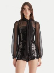 Bardot Kombinezon Daveen 60089PB Czarny Regular Fit. Czarne sukienki Bardot, bez wzorów, z syntetyku, bez kołnierzyka, bez ramiączek. Za 689.99 zł.