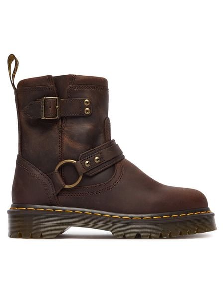Dr. Martens Botki Crazy Horse DM41870200 Brązowy. Brązowe botki Dr. Martens, bez wzorów, ze skóry, bez obcasa, na płaskiej podeszwie, bez zapięcia. Za 1,039.00 zł.