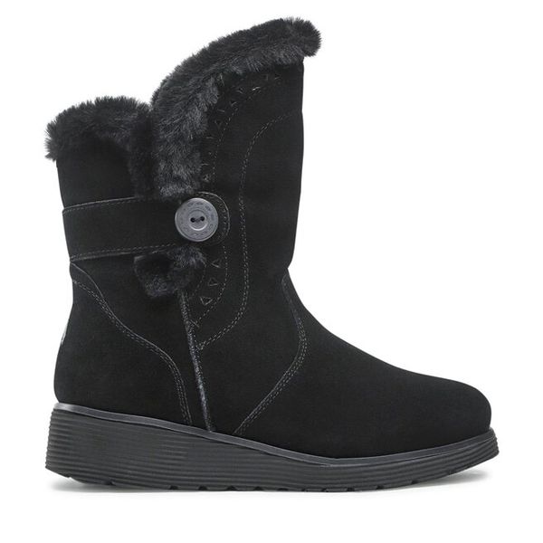 Botki Skechers. Czarne botki Skechers, bez wzorów, bez obcasa, na płaskiej podeszwie, bez zapięcia. Za 379.99 zł.
