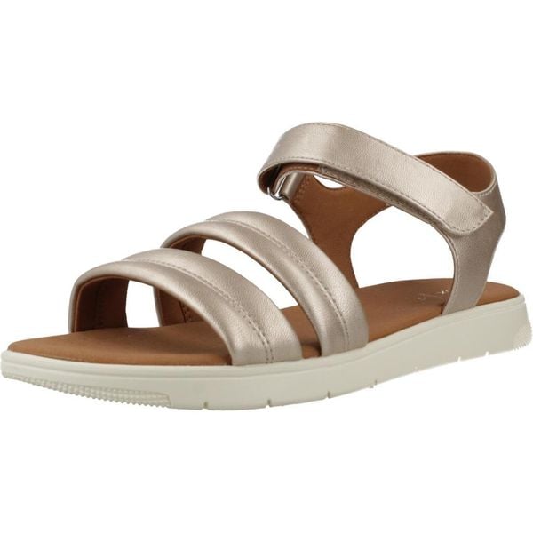 Sandały GEOX D DANDRA Złoty. Żółte sandały Geox, bez wzorów, z syntetyku, bez obcasa, bez zapięcia. Za 296.99 zł.