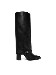 Nine West Kozaki CEO-ABRA-01 Czarny. Czarne kozaki Nine West, z materiału, bez obcasa, na słupku, bez zapięcia. Za 359.99 zł.