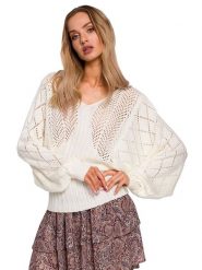Made of emotion Sweter w kolorze kremowym rozmiar: S/M. Białe swetry Made Of Emotion, m, bez wzorów, ze splotem, bez ramiączek. Za 147.95 zł.