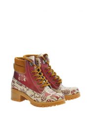 Goby Botki w kolorze beżowo-czerwonym ze wzorem rozmiar: 36. Brązowe botki Goby, bez wzorów, z materiału, z okrągłym noskiem, bez obcasa, bez zapięcia. Za 260.99 zł.