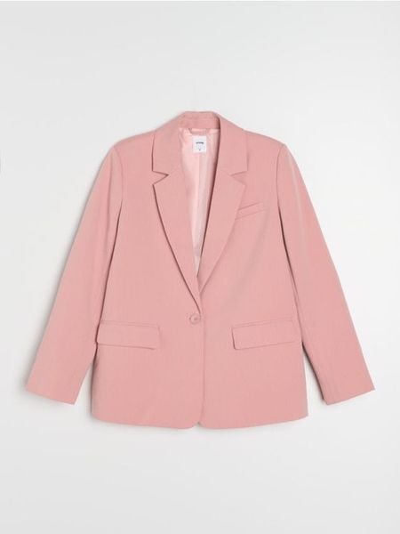 Marynarka z domieszką wiskozy - różowy. Czerwone marynarki i żakiety Sinsay, l, bez wzorów, z wiskozy. Za 79.99 zł.