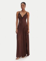 Bardot Sukienka wieczorowa Aderia 60248DB Brązowy Slim Fit. Brązowe sukienki Bardot, bez wzorów, z wiskozy, wizytowe, bez kołnierzyka, bez ramiączek. Za 889.99 zł.