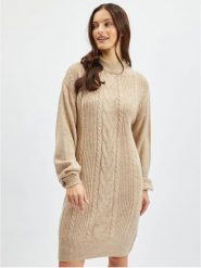 Orsay Sukienka dzianinowa w kolorze beżowym rozmiar: L. Brązowe sukienki Orsay, na co dzień, l, bez wzorów, z dzianiny, bez kołnierzyka, bez ramiączek, midi, proste. Za 78.66 zł.