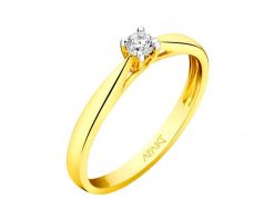 Pierścionek z żółtego złota z brylantem - 0,08 ct - próba 585. Żółte pierścionki Apart, z brylantem, złote. Za 1,749.00 zł.