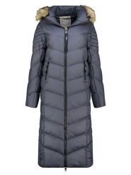 Geographical Norway Płaszcz zimowy "Capucine" w kolorze granatowym rozmiar: XL. Niebieskie płaszcze Geographical Norway, na zimę, xl, bez wzorów, z puchu, bez kaptura. Za 337.41 zł.