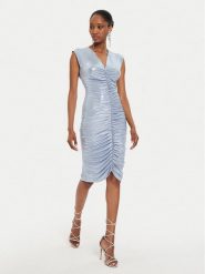 NORMA KAMALI Sukienka koktajlowa ST2243LMD80813 Niebieski Slim Fit. Niebieskie sukienki Norma Kamali, xs, bez wzorów, z syntetyku, wizytowe, bez kołnierzyka, bez ramiączek. Za 579.99 zł.