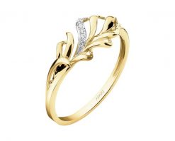 Pierścionek z żółtego złota z diamentami - piórko - 0,02 ct - próba 375. Żółte pierścionki Apart, z diamentem, złote. Za 1,159.00 zł.