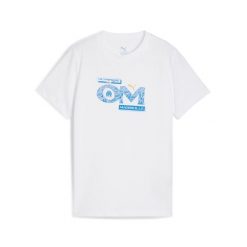 Młodzieżowa koszulka FtblCulture Olympique Marsylia PUMA White Bleu Azur Blue. Biała bluzki Puma, m, w ażurowe wzory, młodzieżowe, bez kołnierzyka, bez ramiączek. Za 109.00 zł.