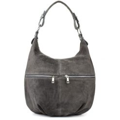 Zamszowa shopperka Vera Pelle szara K51. Szare shopper bez wzorów, ze skóry, zamszowe, bez dodatków. Za 199.99 zł.