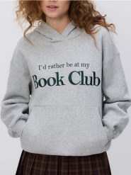 Bluza z haftowanym napisem - jasnoszary. Szare bluzy Reserved, l, bez wzorów, z bawełny, bez kaptura. Za 129.99 zł.
