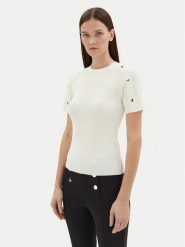Motivi Sweter M5876000937N Biały Slim Fit. Białe swetry Motivi, m, bez wzorów, z syntetyku, bez ramiączek. Za 109.99 zł.