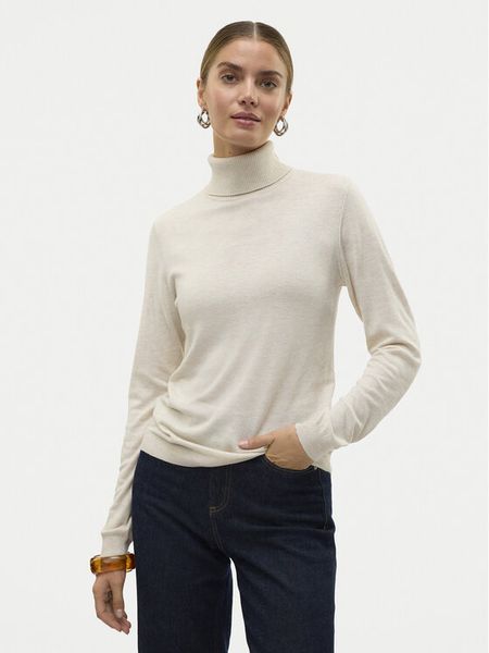 Vero Moda Golf Iris 10320450 Beżowy Slim Fit. Brązowe golfy Vero Moda, l, bez wzorów, z syntetyku, bez ramiączek. Za 69.99 zł.