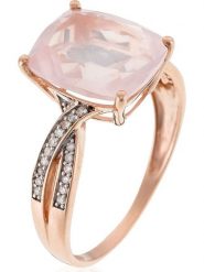 DIAMOND & CO Złoty pierścionek "Pink Power" z diamentami i różowym kwarcem rozmiar: 54. Różowe pierścionki Diamond & Co, z diamentem, złote. Za 1,602.95 zł.