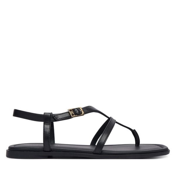 Sandały Tommy Hilfiger. Czarne sandały TOMMY HILFIGER, bez wzorów, bez obcasa, na płaskiej podeszwie, bez zapięcia. Za 449.99 zł.