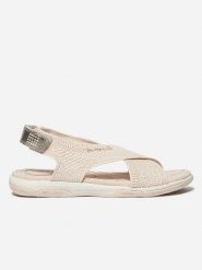 Sandały damskie TBS Jazzfit. Brązowe sandały Tbs, bez wzorów, z materiału, eleganckie, bez obcasa, bez zapięcia. Za 322.45 zł.