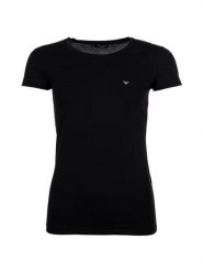 Emporio Armani Underwear T-Shirt EW000408 AF25571 UC001 Czarny Regular Fit. Czarne t-shirty Emporio Armani Underwear, xl, bez wzorów, z wiskozy, bez kołnierzyka, bez ramiączek. Za 264.99 zł.
