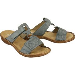RIEKER 60885-12 blue, klapki damskie. Niebieskie klapki Rieker, bez wzorów, bez obcasa. Za 199.90 zł.