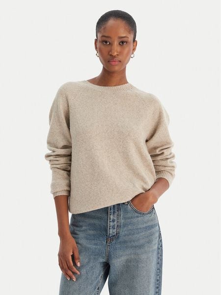 Vero Moda Sweter Doffy 10221006 Beżowy Regular Fit. Brązowe swetry Vero Moda, s, bez wzorów, z syntetyku, bez ramiączek. Za 109.99 zł.