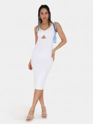 Brave Soul Sukienka letnia LDRJ-624RICKI Biały Slim Fit. Białe sukienki Brave Soul, na lato, xs, bez wzorów, z bawełny, bez kołnierzyka, bez ramiączek. Za 99.99 zł.