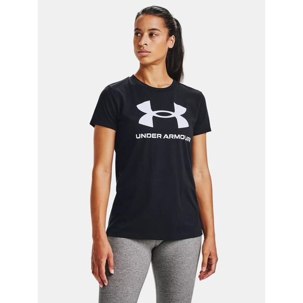 Koszulka fitness damska UNDER ARMOUR 1356305 z krótkim rękawem. Czarne bluzki Under Armour, xl, bez wzorów, sportowe, bez kołnierzyka, bez ramiączek. Za 90.99 zł.