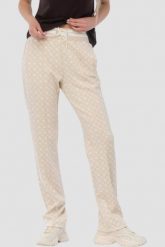 GUESS Beżowe damskie spodnie dresowe w monogram New Aggie, Rozmiar S. Brązowe spodnie dresowe Guess, s, z aplikacjami, z dresówki. Za 489.99 zł.