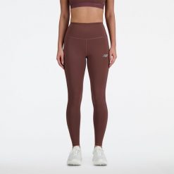Legginsy damskie New Balance WP41237LIE – brązowe. Brązowe legginsy New Balance, m, bez wzorów, z materiału, z podwyższonym stanem. Za 169.99 zł.