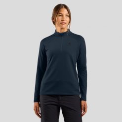 Bluza techniczna damska ODLO Essential Light Mid Layer 1/2 zip. Niebieskie bluzy Odlo, bez wzorów, bez kaptura. W wyprzedaży za 269.25 zł.