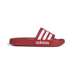 Klapki adilette Liverpool FC 2025/26. Czerwone klapki Adidas, bez wzorów, bez obcasa. Za 107.99 zł.