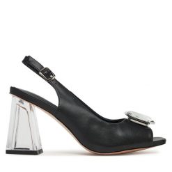 Sandały GOE. Czarne sandały GOE, bez wzorów, bez obcasa, na słupku, bez zapięcia. Za 379.99 zł.