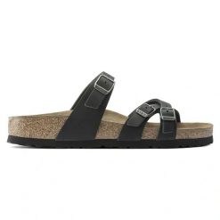 Birkenstock Franca Oiled Leather Japonki damskie. Czarne klapki Birkenstock, bez wzorów, ze skóry, bez obcasa. Za 449.99 zł.
