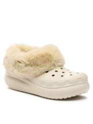 Crocs Klapki Crocs Furever Crush Clog 208446 Beżowy. Brązowe klapki Crocs, bez wzorów, z tworzywa sztucznego, bez obcasa. Za 209.99 zł.