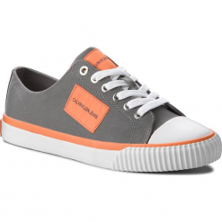 Trampki CALVIN KLEIN JEANS - Ivory R0770 Silver. Szare trampki Calvin Klein Jeans, bez wzorów, z gumy, bez zapięcia. W wyprzedaży za 279.00 zł.