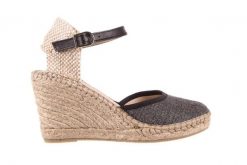 Espadryle Bayla-115 402009 Lory Negro, Czarny/Srebrny, Materiał - 40. Czarne espadryle Bayla, bez wzorów, z materiału, bez obcasa, na koturnie, bez zapięcia. W wyprzedaży za 62.10 zł.