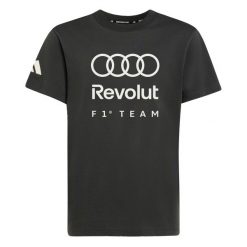 Młodzieżowa Koszulka Audi Formula One Team Dna Z Grafiką. Czarna bluzki Adidas, m, bez wzorów, z dzianiny, eleganckie, bez kołnierzyka, bez ramiączek. Za 129.00 zł.