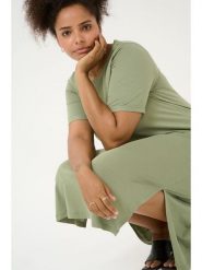 KAFFE curve Sukienka w kolorze zielonym rozmiar: L. Zielone sukienki KAFFE curve, l, bez wzorów, z bawełny, bez kołnierzyka, bez ramiączek, midi. Za 78.99 zł.