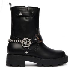 Botki Guess. Czarne botki Guess, z aplikacjami, bez obcasa, na płaskiej podeszwie, bez zapięcia. Za 674.99 zł.