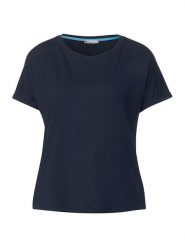 Street One Koszulka w kolorze granatowym rozmiar: 36. Niebieskie bluzki Street One, s, bez wzorów, z wiskozy, klasyczne, bez kołnierzyka, bez ramiączek. Za 41.00 zł.