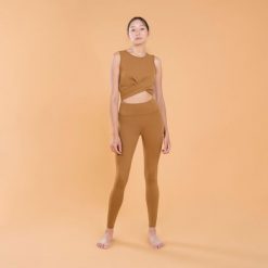Legginsy do jogi damskie Kimjaly Premium. Brązowe legginsy KIMJALY, s, bez wzorów, z elastanu. W wyprzedaży za 149.99 zł.