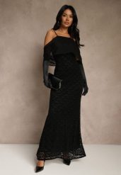 Czarna Sukienka o Asymetrycznym Kroju Ozdobiona Falbaną Owedia. Czarne sukienki Renee, l, bez wzorów, z poliesteru, eleganckie, z asymetrycznym kołnierzem, bez ramiączek, asymetryczne. Za 189.99 zł.