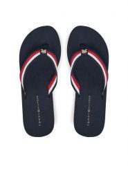 Tommy Hilfiger Japonki Th Corporate Wedge Beach Sandal FW0FW08520 Granatowy. Niebieskie klapki TOMMY HILFIGER, bez wzorów, z materiału, bez obcasa. Za 159.99 zł.
