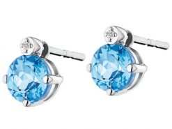 Kolczyki z białego złota z diamentami i topazami - próba 375. Białe kolczyki Apart, z diamentem, złote. Za 899.00 zł.