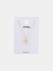 Naszyjnik w kształcie kokardy - złoty. Żółte naszyjniki Sinsay, złote. Za 7.99 zł.