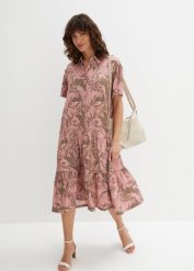 Sukienka shirtowa polo. Zielone sukienki bonprix, bez wzorów, eleganckie, bez kołnierzyka, bez ramiączek. Za 137.99 zł.