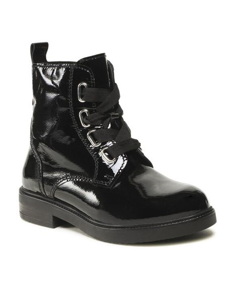 Lasocki Trzewiki WI16-ZOLA-02 Czarny. Czarne botki Lasocki, bez wzorów, z lakierowanej skóry, bez obcasa, na płaskiej podeszwie, bez zapięcia. Za 279.99 zł.