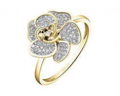 Pierścionek z żółtego złota z diamentami - kwiat - 0,27 ct - próba 585. Żółte pierścionki Apart, z diamentem, złote. Za 3,890.00 zł.