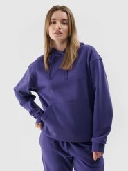 4F Bluza dresowa nierozpinana z kapturem uniseks - granatowa S. Niebieskie bluzy sportowe 4f, s, bez wzorów, z bawełny, z kapturem. W wyprzedaży za 69.99 zł.